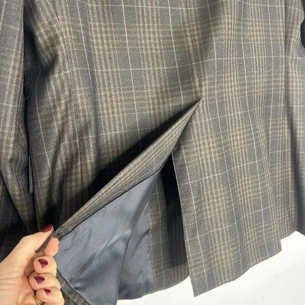 VTG 41 R Loro Piana Tasmanian Wool 120's Plaid Brown Blazer Sports Coat Career
